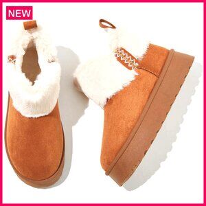 Women's Winter Snow Boots Faux Fur Lined Platform Ankle Booties Slip On